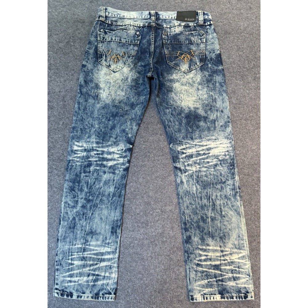 CJ Black Premium Jeans Mens Slim Straight Distressed Acid Wash Blue 34 X 32 - Picture 6 of 7